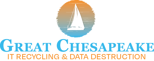 Sailboat in a blue and orange circle | logo for Great Chesapeake IT Recycling and Data Destruction.